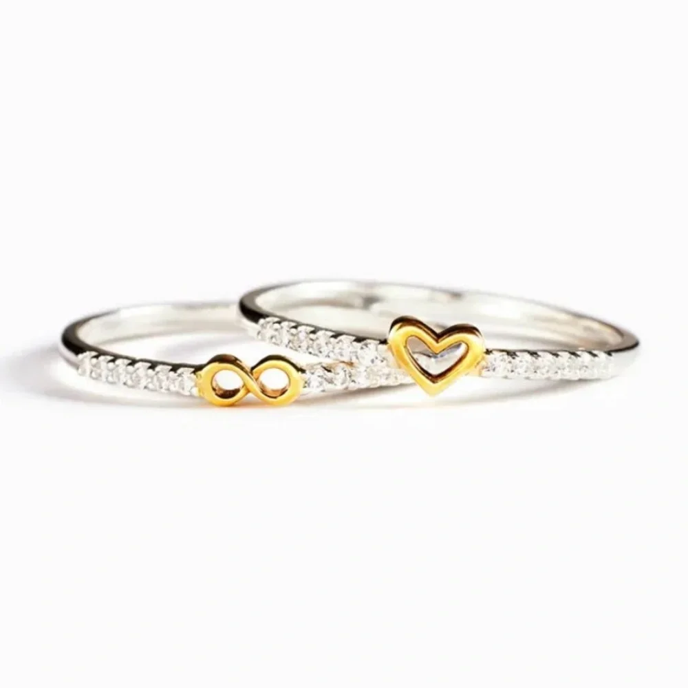SOLID STERLING SILVER INFINITY HEART STACKABLE BAND RING